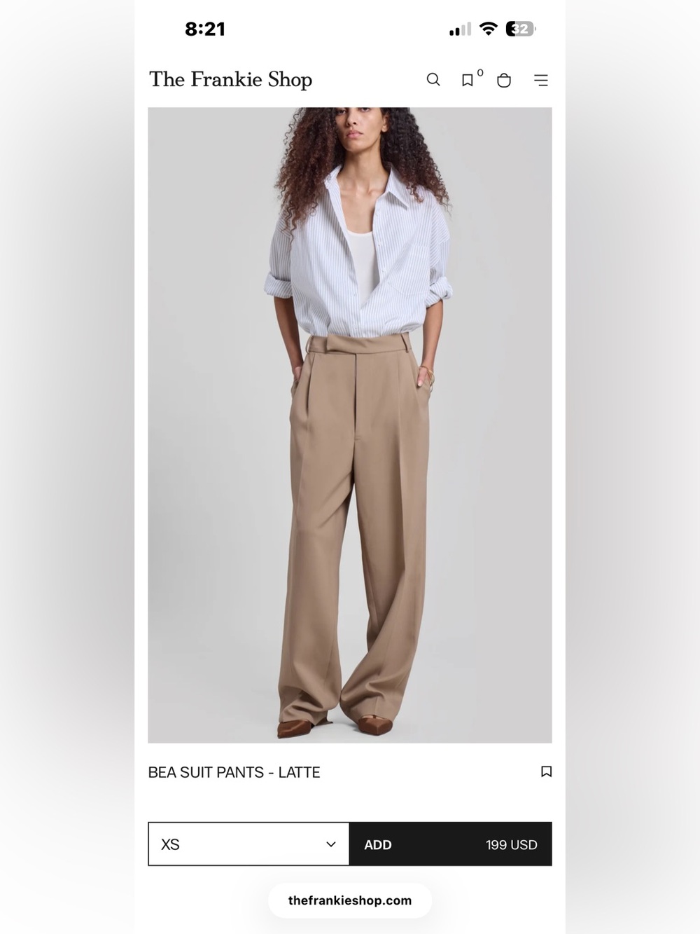The Frankie Shop Latte Wide-Leg Suit Pants